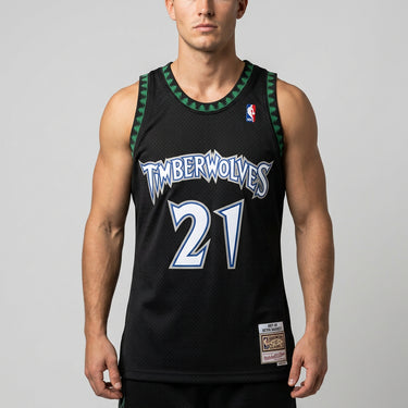 Regata NBA Atlanta Hawks Retrô 1997 - 1998 Mitchell & Ness Authentic Garnett 21 - Preta