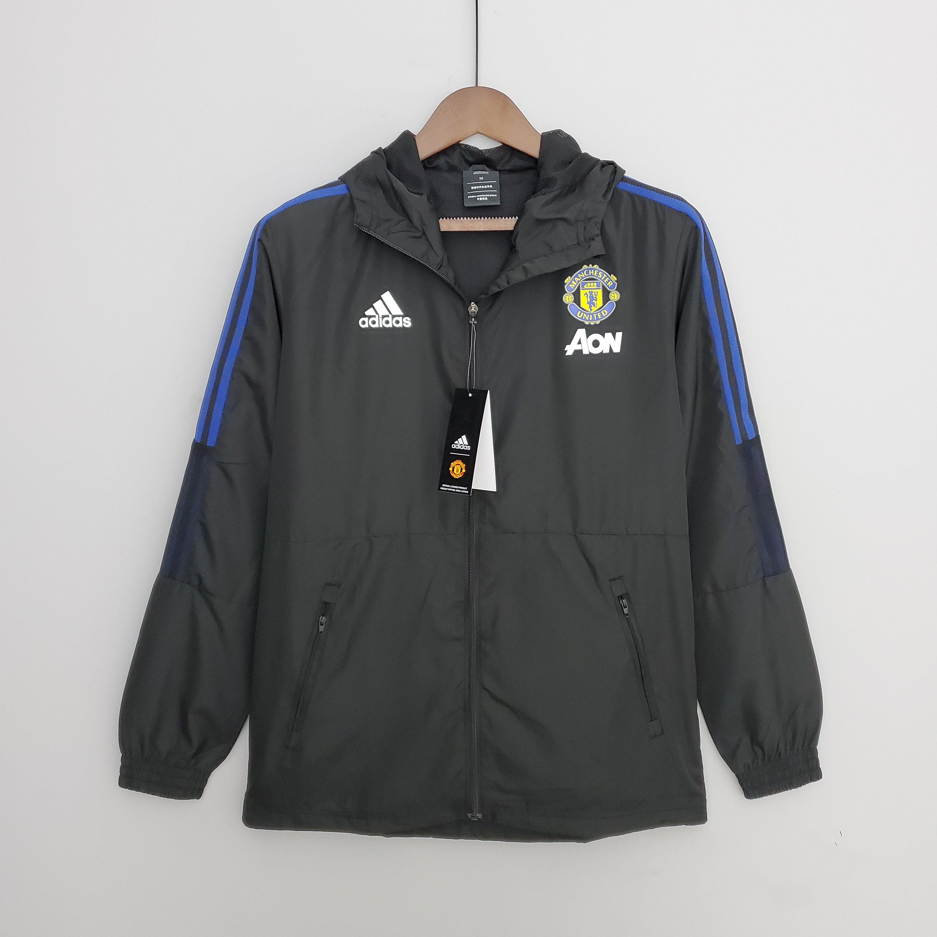 Corta-vento Manchester United 21/22 Adidas - Preto e Azul