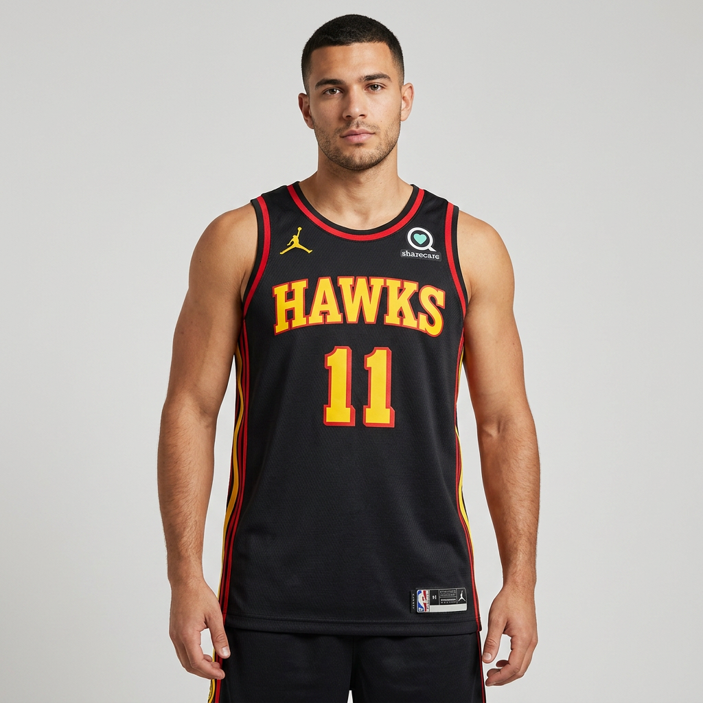 Regata NBA Atlanta Hawks Jordan Authentic Young 11 - Preta
